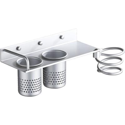 Zwart/Zilver Föhnhouder Hangende Föhn Organizer Plank Wandmontage Nagelgeperforeerd Badkamer Hardware Standaard Aluminium white