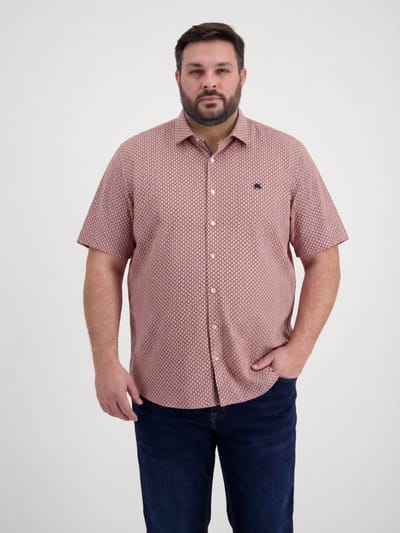 LERROS Overhemd met korte mouwen en fijn dessin, grote maten , Maat: 3XL , Kleur: VIVID RED , 100% katoen