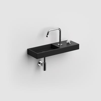 Clou Mini Wash Me fontein 56x19cm kraangat rechts Keramiek Zwart mat