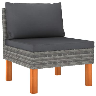 vidaXL - Middenbanken - 3 - st - poly - rattan - en - massief - eucalyptushout