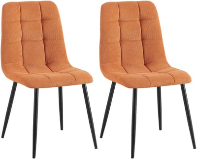 CLP Tilde Set van 2 eetkamerstoelen - Zonder armleuning - Industrieel - Ribstof/oranje
