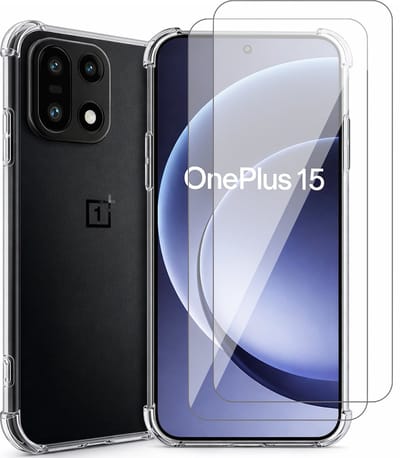 Hoesje geschikt voor OnePlus 15 – CrystalClear Back Cover – Schokbestendig – 2 Stuks Screenprotector Glas