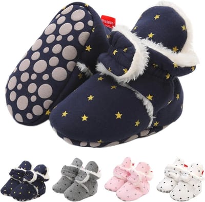 Zachte katoenen baby booties voor 0-18 maanden – antislip en comfortabel