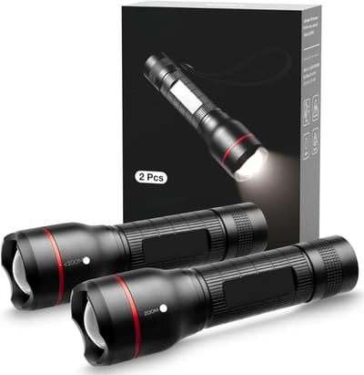Core® Zaklamp op batterijen - Zaklamp - Zaklampen - Zwart -‎10x 4 x 14cm; 260 g