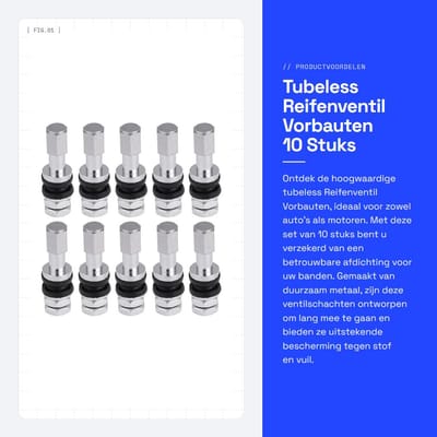 Dailygoods- Reventil 10 Stuks - Tubeless Ventilschaft - Metall - Auto/Lkw/Motorrad - Reparatieset - Inclusief Stofkap