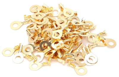 Dailygoody - Messing Ring Terminal - Koudgeperste Kabel Connector - Goud - Lug Terminal - Geschikt voor Batterij Verbindingen - 100 Stuks