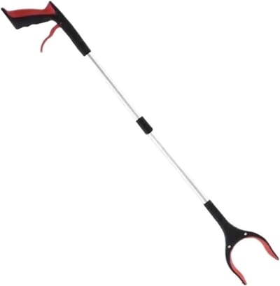 KEuLen Kattenplukkers, grijpgereedschap, opvouwbaar grijpgereedschap voor grijpers, pick-up tool met roterende kaak en magneetgrijpers pick-up stick (rood)