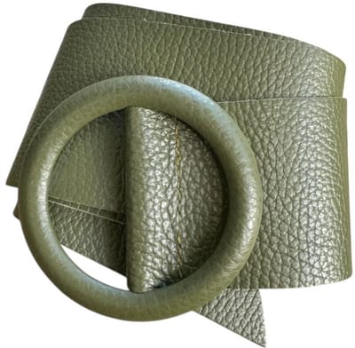 Leger Groene Brede Leren Riem Ronde Gesp - Taille Riem - Leer Leder - Brede Dames Riemen Ceinturen - Leger Groen