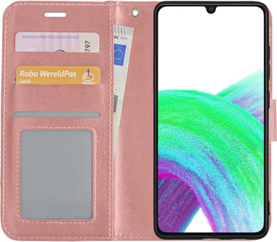 Hoes - Met Pasjeshouder - Geschikt voor Samsung Galaxy A33 - Luxe Bookcase Portemonee - Flip Case - Kunstleer Book Case - Flipcase - Book Cover - Walletcase - PortemonneeHoes - Rosé goud