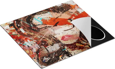 Chefcare Inductie Beschermer Abstracte Kunst van een Meisje - Vrouw - 60x50 cm - Afdekplaat Inductie - Kookplaat Beschermer - Inductie Mat