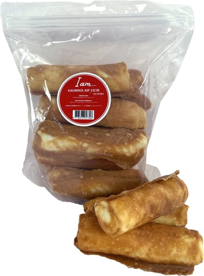 Kauwrol I AM - Glutenvrij, Runderhuid met Kip - 15 cm, 10 Stuks
