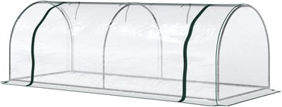 Killogood Kas - broeikas met deur - koude bak - plantenhuis - plantenvermeerdering - staal - kunststof - 250 x 100 x 80 cm - groen