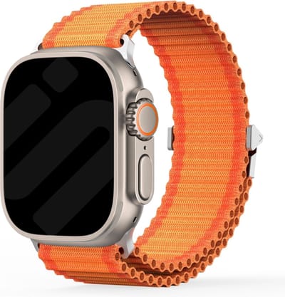 Strap-it outdoor Nylon band - Geschikt voor Apple Watch bandje -Series 1/2/3/4/5/6/7/8/9/10/11/SE/SE2/SE3/Ultra (2/3) - Oranje - Nylon bandje met Trail loop sluiting- iWatch bandje voor maat: 44mm / 45mm / 46mm / 49mm