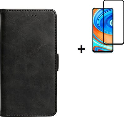 Hoesje Geschikt voor Motorola Moto Edge 20 - Screenprotector Motorola Moto Edge 20 - Wallet Bookcase Zwart + Full Screenprotector