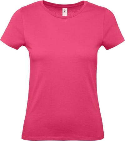 Roze basic Dames t-shirt - met ronde hals - katoen - 145 grams - shirts / dameskleding - korte mouwen XS