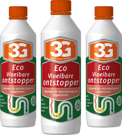 3x 3G Professioneel Eco Vloeibare Ontstopper 500 ml - Ecologische Ontstopper - Enzymen - Biologisch Afbreekbaar - Milieuvriendelijk - Vloeibare Ontstopper - 3-Pack