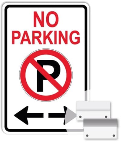 Bord No parking met pijlen - Weerbestendig Aluminium - 40x60 cm - Bevestiging: Met muur-/ wandmontage beugels