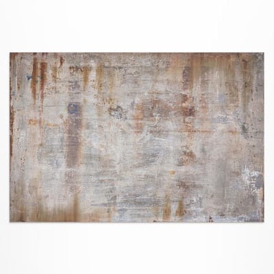 Wallfluent Vinyl Buitenkleed - Vinyl Vloerkleed Buiten Metalen Roest Industriële Stijl - 60 x 90 cm - Rechthoek Slijtvast Tapijt - Grijs Waterdicht Buitenkleed - Textuur Design Vinyl Kleed - Voor Buitenkeuken Of Loungehoek