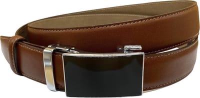 Leren heren riem lichtbruin met een automatische gesp – Heren riem cognac - Maat 110 cm (Taillemaat tot 90 cm)