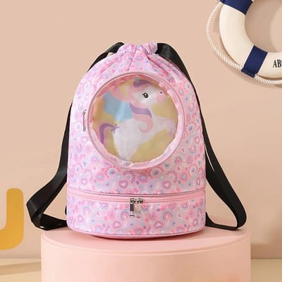 Cartoon zwemtas, fitness wastas met grote capaciteit, douche opbergtas voor droge en natte scheiding, draagrugzak voor kinderen zwq 15 inches white