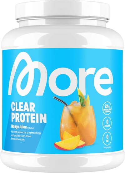 MORE NUTRITION Clear Whey Isolate Proteine Poeder, Mango Juice, 600 g, 20 Porties Heldere Wei Poeder – Lactosevrij Eiwitshake