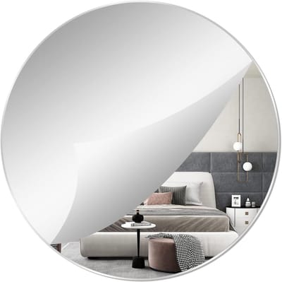 Ronde zelfklevende wandspiegel - 40 cm HD glazen make-up spiegel voor badkamer, slaapkamer & woonkamer