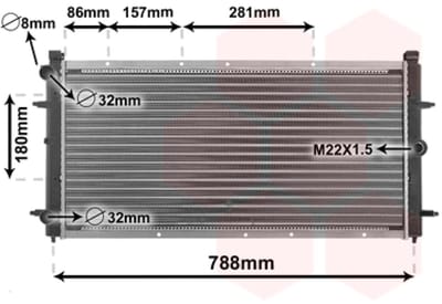 Van Wezel - RADIATOR VOOR VW TRANSPORTER CARAVELLE 1996-2003 701121253D