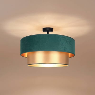 Duolla Plafondlamp Dorina, groen/goud, Ø 60 cm, textiel, E27