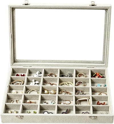 Oorbellen Organizer - Sieraden Opberger - Sieraden Opbergen - 30 Vakjes - 24x5 cm - Zwart