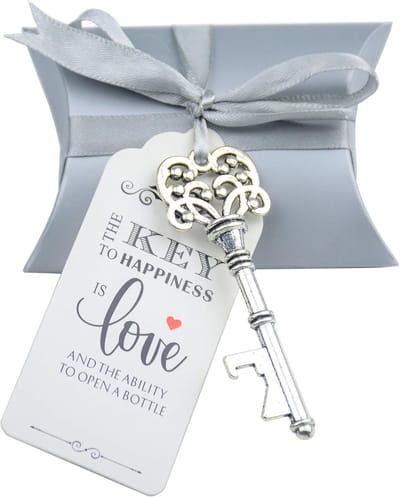 50 Stuks Souvenir Geschenkdozen in Kussenvorm met Sleutelhanger en Franse Label Ribbons - Vintage Stijl voor Bruiloften en Feestjes