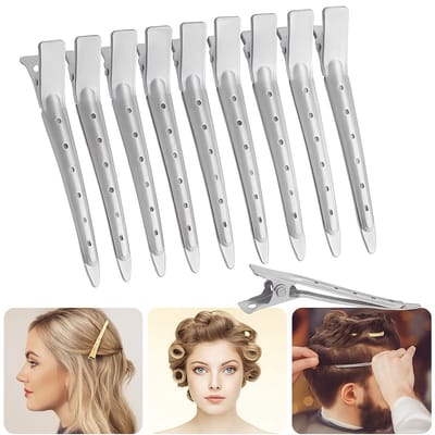 10 stuks Zilveren Haarclips – 9 cm – Professionele Metalen Duckbill Hair Care Clips – Sectioning Clips voor Kappers & Thuisgebruik – Styling Tools voor Vrouwen – Antiroest & Stevig