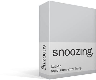 Snoozing - Katoen - Extra Hoog - Hoeslaken - Eenpersoons - 70x200 cm - Grijs
