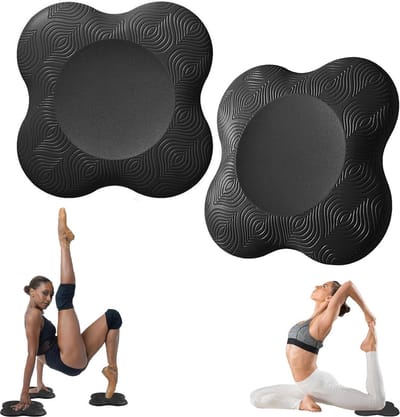 Yoga Knie Kussens - Set Van 2 Stuks - Yoga Kniebeschermer Mat - Sport Balans Kussen - Antislip Yogamatten - Kussen - Knee Pads - Kniestukken - Ondersteuning Van KnieëN, Polsen En Ellebogen - 20×20×2cm - zwart