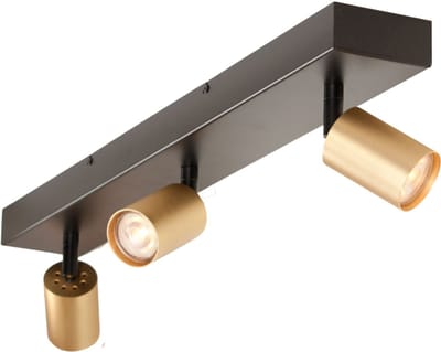 Opbouwspot balk | 11 cm | serie bounce zwart goud | 3 lichts | GU10 | goud messing zwart | metaal | functionele accentverlichting