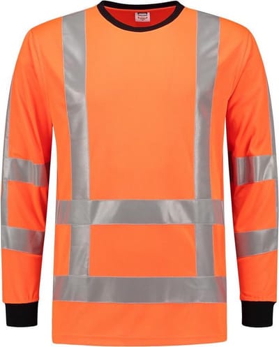 Tricorp t-shirt RWS Birdseye lange mouw - 103002 - fluor oranje - maat 7XL