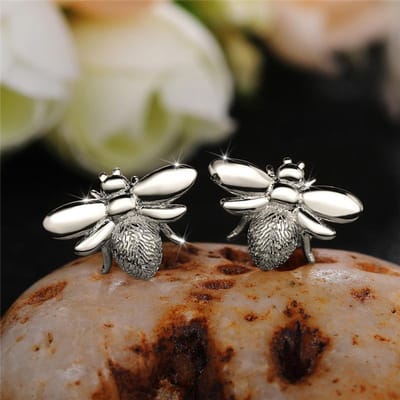 Boucles d'oreilles à tige Huitan Fashion en perles synthétiques et abeilles pour filles, avec cristal et zircone cubique, mignonnes boucles d'oreilles animalières, à porter au quotidien, bijoux pour femmes gray