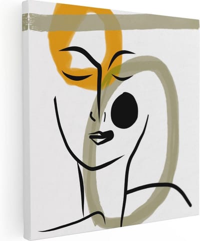 Artaza Canvas Schilderij Line Art Vrouw - 30x30 cm - Klein - Wanddecoratie Abstract - Muurdecoratie Woonkamer - Kamer Accessoires