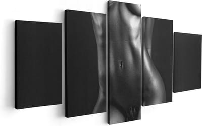 Artaza Canvas Schilderij Vijfluik Naakte Vrouwen Lichaam - Erotiek - Zwart Wit - 100x50 - Foto Op Canvas - Canvas Print
