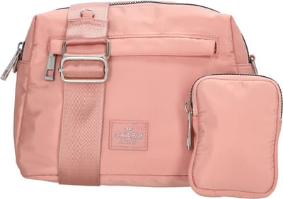 Charm London Odeon Schoudertas Dames - Handtas met ruim hoofdvak - Tas van Nylon en Polyester met ritssluiting - Oudroze