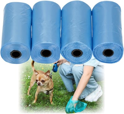 Blauwe zakjes voor hondenpoep, ZAKJES voor poep, 32x16 cm 4 rollen - 80 stuks