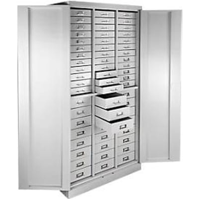 ADB ladekast, 60 laden, cilinderslot, 2-punts vergrendeling, B 800 x D 410 x H 1790 mm, lichtgrijs RAL 7035