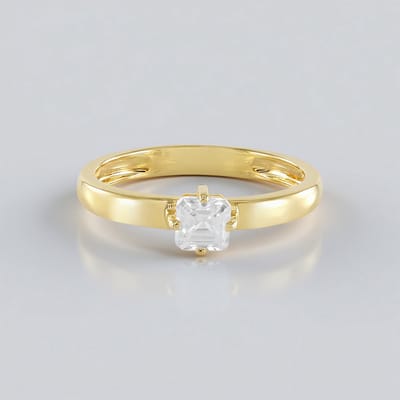 Cavill - Zilveren ring verguld 925 Sterling met 0,495 ct Cambodjaanse Asscher geslepen zirkoon - elegante damesring - tijdloos design