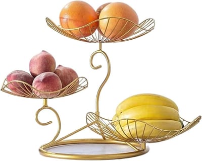 Fruitrek Creatieve Luxe Goud Ijzer Art Threetier 3 Tier Fruitschaal Home Decor Salontafel Afvoer Water Metalen Fruitmand Woonkamer Decoratie