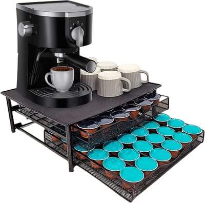 Stervia Capsulehouder Dolce Gusto - Capsulehouder Met 2 Lades - Capaciteit 72 Capsules - Anti Slip - Zwart - 39 x 35 x 14.5 cm
