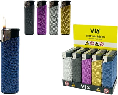Navulbare Klikaanstekers – 25 stuks in Tray - met Print - verstelbaar vlam - 8,1x 2,2x1,1 cm
