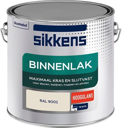 Sikkens - Binnenlak Hoogglans - Ral 9001 - Mengverf - 2,5 L