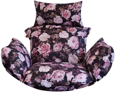 Blomster – Kussen voor hangende coconstoel – Waterafstotend – Afneembare hoes – Zwart met rozen