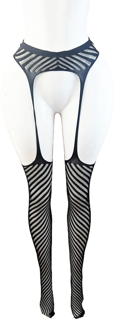 BamBella ® - Panty -Onesize - open kruis hoge kousen broek Dames - Onesize - sexy Erotische lingerie van kant zwart