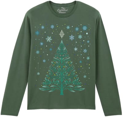 Kerstmis Christmas Night Snowy Tree The Coloured House Longsleeve T-shirt XXL