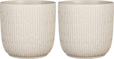 Mica Decorations Plantenpot - 2x stuks - bloempot - keramiek - mat wit - D19 - H18 cm